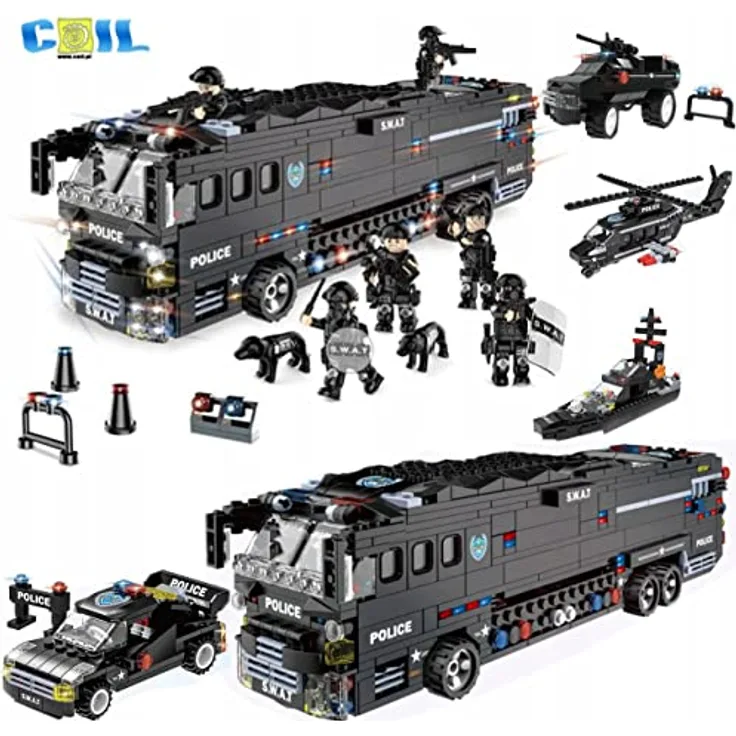COIL Klemmblöcke Bauklötze, Polizei Kinderspielzeug, Konstruktionsspielzeugsets, Kunststoffklötze, kompatibel mit allen wichtigen Marken