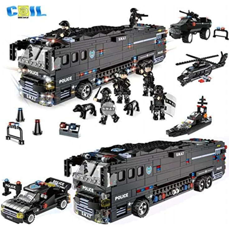 COIL Klemmblöcke Bauklötze, Polizei Kinderspielzeug, Konstruktionsspielzeugsets, Kunststoffklötze, kompatibel mit allen wichtigen Marken – Bild 1