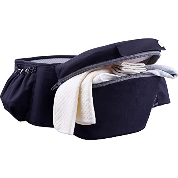 ThreeH Baby Hüftsitz Träger Baumwolle Sitzkissen Verstellbarer Gürtel Drei Taschen Bequeme Taille Hocker BC27 Navy – Bild 2