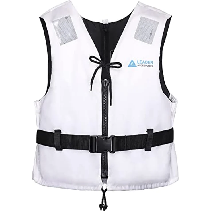 Leader International Schwimmhilfe für Erwachsene, Feststoffweste mit 40N Auftrieb, Weiß, Größe S (30-50kg) – Bild 1