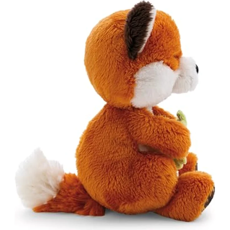 NICI Kuscheltier Fuchs mit Blatt, 12cm schlafend im flauschigen Körbchen, rotbraun-weiß – Bild 3