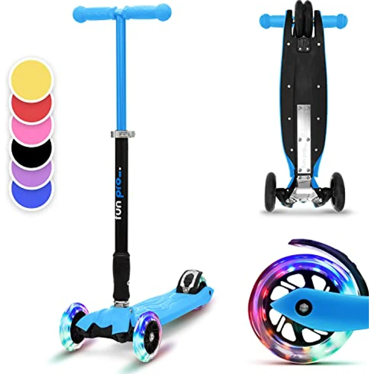fun pro Two Roller, Tretroller mit LED-Rädern, höhenverstellbar und klappbar, bis 80 kg, für Kinder ab 5 Jahren, sicher und robust, aus Hamburg – Bild 1