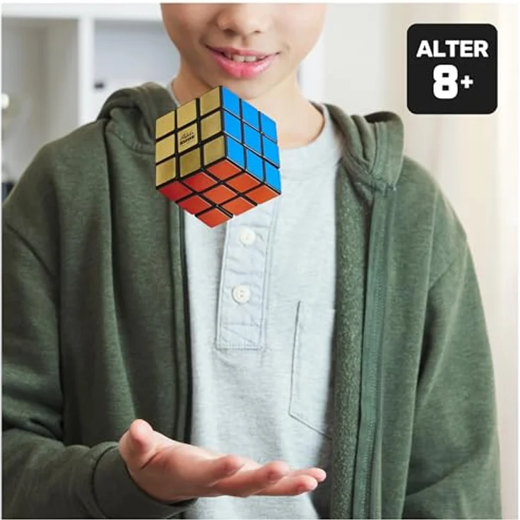SPIN MASTER Rubik's 3x3 Retro Cube 50th Anniversary, Geschicklichkeitsspiel im klassischen Design, Mehrfarbig – Bild 9