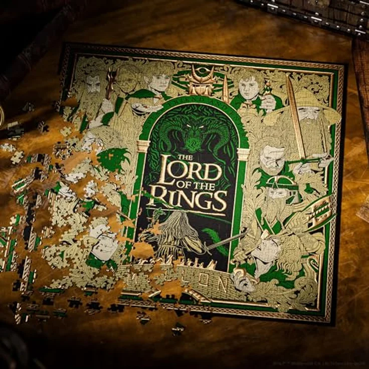 theory11 Herr der Ringe Puzzle – 1.000 Teile, Premium-Qualität mit edler Gold- und Grünfolie, inkl. Online-Erlebnis – Bild 3