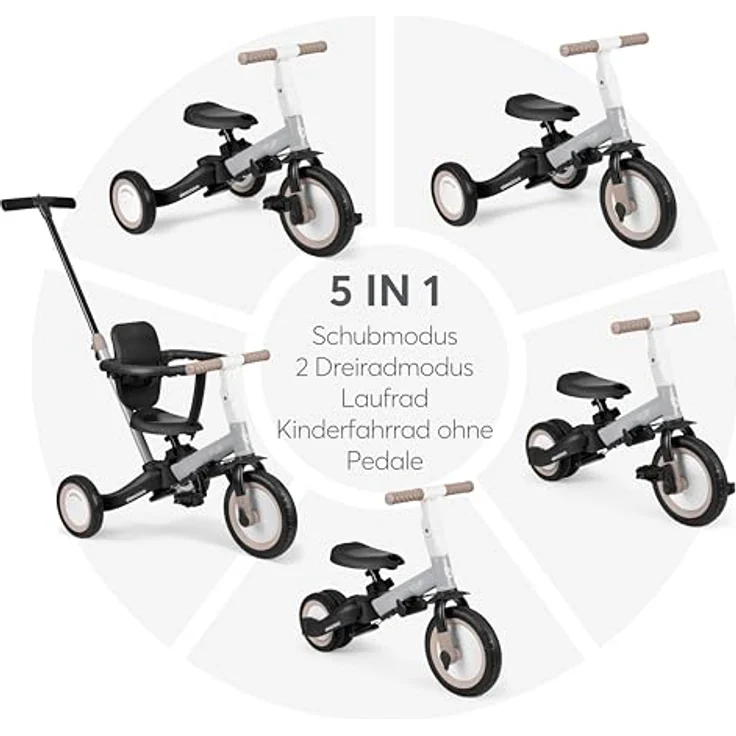 Kikkaboo Dreirad Flip 5 in 1, Stahlrahmen, rutschfeste Griffe, verstellbar, Kohlenstoffstahl, blau – Bild 4