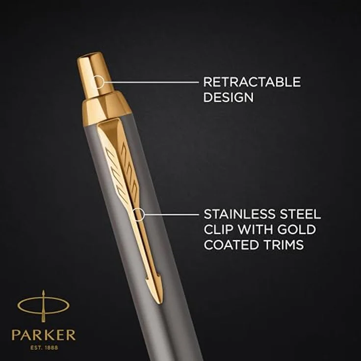 Parker Pen IM Geschenkset, eleganter Schreibstift mit grauem Lack und goldenen Akzenten – Bild 4