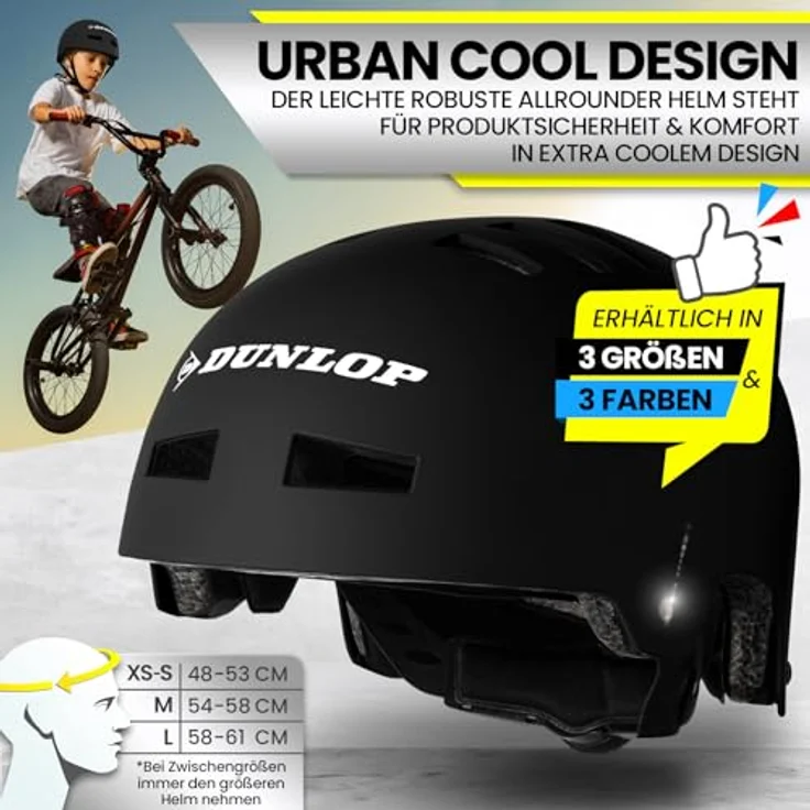 Dunlop Sports Urban Cool Pro Fahrradhelm - Test Sehr Gut - Leicht & robust, 14-fach belüftet, Schnellverschluss, Auto Kopfanpassung (Schwarz, S (48-53cm)) - Preisvergleich – Bild 4