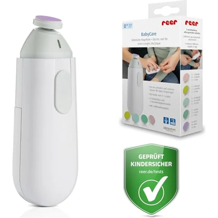 Reer BabyCare elektrische Nagelfeile | Sanft zu Fingernägeln | Nagelpflegeset für Babys und Kleinkinder