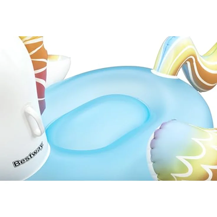 Bestway Schwimmtier Fantasy Unicorn 155 x 119 cm, aufblasbar im bunten Regenbogen-Design mit robusten Haltegriffen, geeignet für Kinder ab 3 Jahren – Bild 3