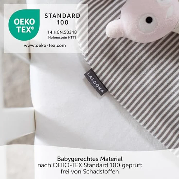 LaLoona Baby Strampelsack, leichter Schlafsack ohne Oberteil, Oeko-TEX® Standard 100, TOG 0,5, Streifen Weiß Beige – Bild 5