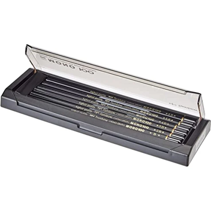 Tombow MONO-100-AS Bleistift Mono 100, 12-er Set, Schwarz - Hochwertiger Bleistift mit extra-dunkler Graphitmine, 12 Härtegrade enthalten – Bild 2
