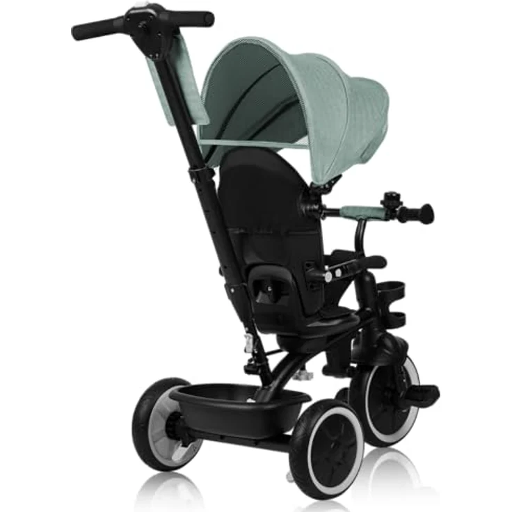 Lionelo Berry Multifunktionales Dreirad und Kinderwagen, 360° Drehsitz, Große PU-Räder, bis zu 25 kg, Blau – Bild 3