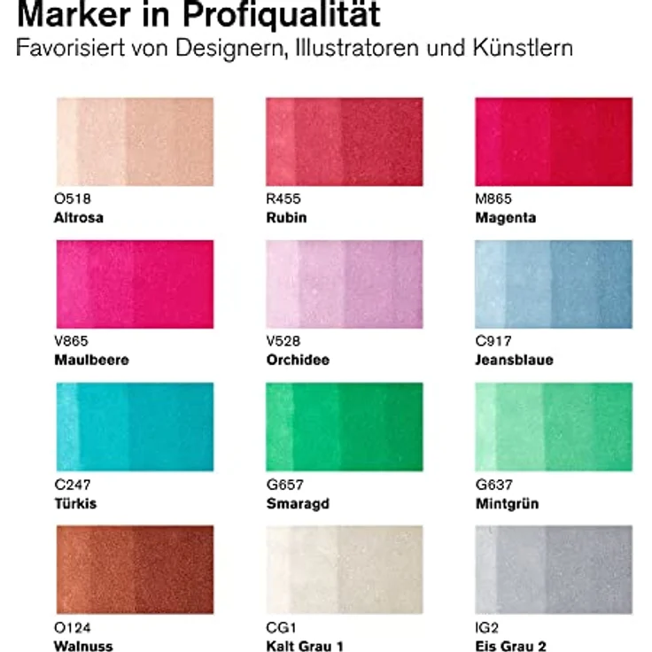 Winsor & Newton ProMarker Layoutmarker, 13 Farben Set - Manga Chibi, feine und breite Spitzen – Bild 4