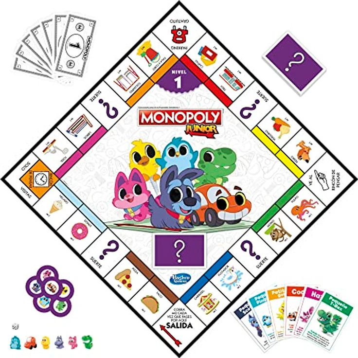 Monopoly Juego mesa Monopoly Junior, Brettspiel für Kinder mit einfacher Spielmechanik – Bild 4