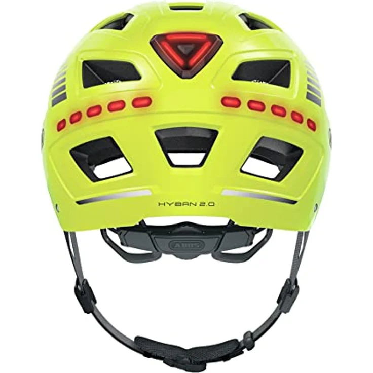 ABUS Fahrradhelm mit Licht - Hyban 2.0 LED - Vorder- und Rücklicht & robuste Hartschale - für Damen und Herren - Gelb Glänzend, Größe L – Bild 3