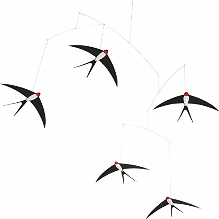 Flensted 024B Flying Swallows 5 Mobile, multicolores Mobiles aus Stahl, 53x70cm, handgefertigt in Dänemark – Bild 1