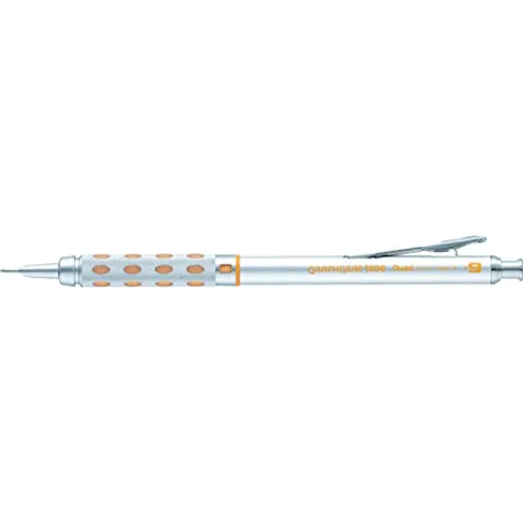 PENTEL Graphgear 1000, Druckbleistift 0,9mm mit Metallgehäuse und Griffzone, silber/gelb (12 Stück)