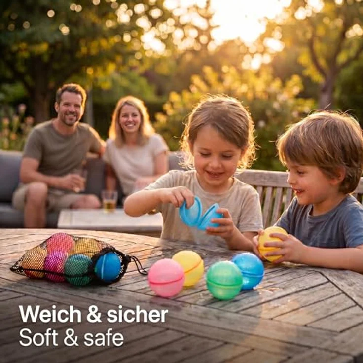 PRECORN Wiederverwendbare Wasserbomben, 6 Stück selbstschließend, schnelles Befüllen in 1 Sekunde, weich & sicher für Kinder und Erwachsene, ideal für Strand & Pool-Partys – Bild 5