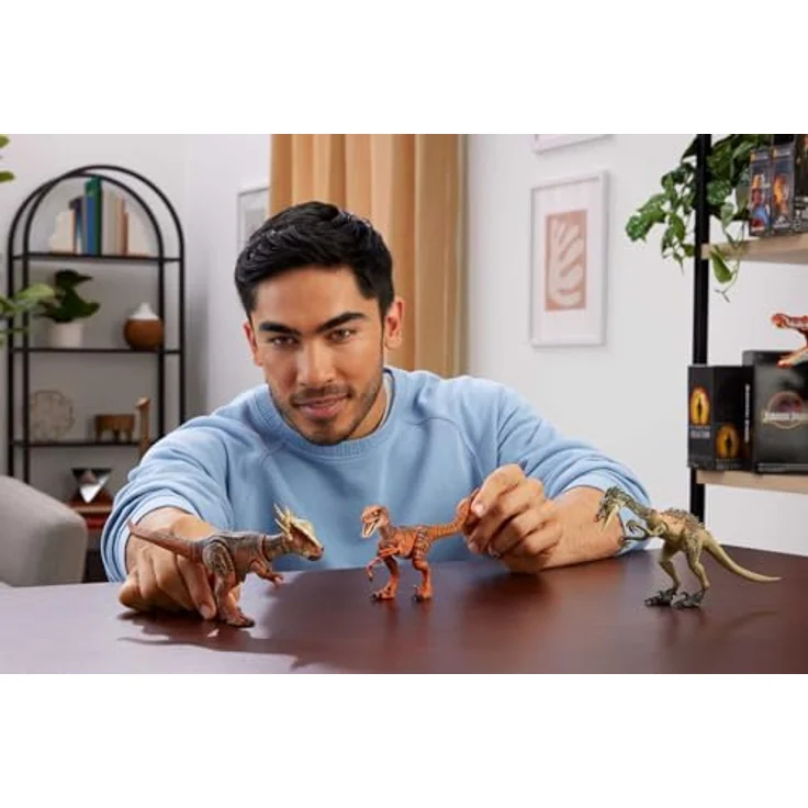 Mattel Jurassic World Hammond Collection Atrociraptor Tiger, Menschen- und Dinosaurier-Actionfigur mit 14 Gelenkpunkten und Glasaugen, JDJ10 – Bild 2