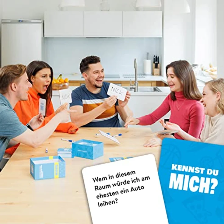 The World Game Kennst Du Wirklich Deine Freunde & Familie?, Lustiges Kartenspiel für Erwachsene & Jugendliche mit 150 Fragekarten und abwischbaren Stiften, Deutsch – Bild 4