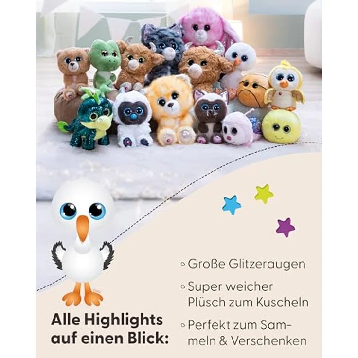 NICI Kuscheltier GLUBSCHIS Storch Sir Sorto, 15cm, weiß, weiches Plüschstofftier mit Glitzeraugen, ideal zum Kuscheln und Spielen, perfektes Geschenk für Kinder und Erwachsene | 63032 – Bild 5
