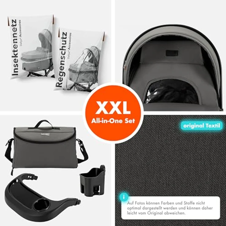 Daliya® FLEXI-PRO M 2in1 Kombikinderwagen, Buggy und Sportwagen, klappbar mit Liegefunktion, höhenverstellbar und abnehmbarer Babywanne, Grau-Grün – Bild 3