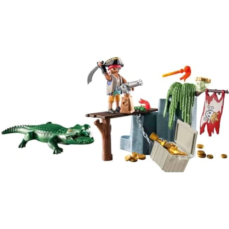 PLAYMOBIL Starter Pack 71473 Pirat mit Alligator ab 4 Jahren, Spielfiguren-Set mit altersgerechter Größe und hochwertiger Qualität – Bild 2