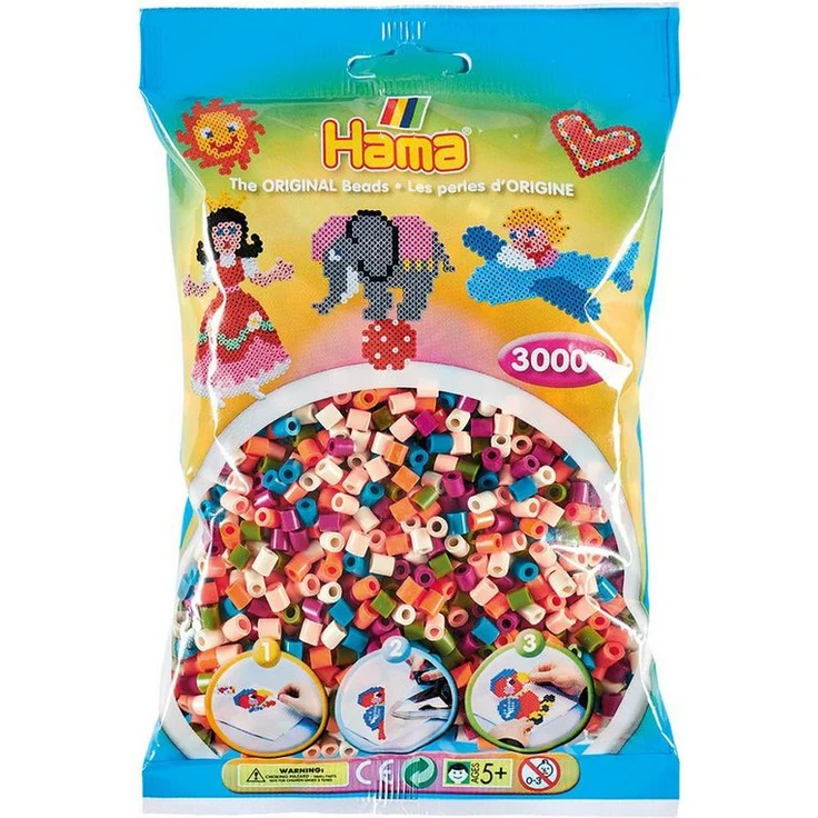 Hama Perlen Bügelperlen Hama 3000 Midi Bügelperlen - Mix 58, 3000 Perlen, Markenqualität, Durchmesser 5,0 mm, bunt – Bild 1