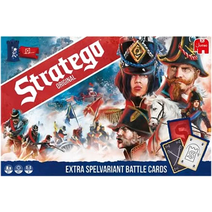 Jumbo Stratego Original, Brettspiel für 2 Spieler ab 8 Jahren, inkl. 40 rote und 40 blaue Bauern, Deutsch – Bild 2