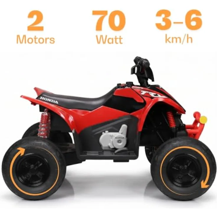Vrooomy Honda TRX90X Elektro Kinderquad 12V, robust mit neuem Li-Ionen-Akku, für 3-6 Jahre, rot, MP3-Player, Stoßdämpfer und LED-Beleuchtung – Bild 3