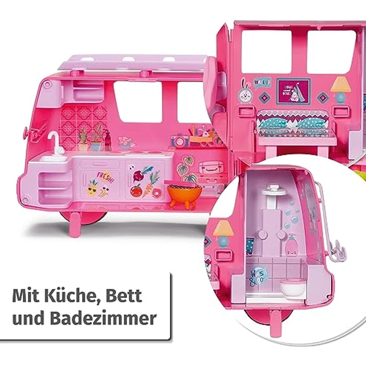 BABY born, Puppenfahrzeug, Wohnwagen für Puppen, BABY born Minis - Campervan, Wohnmobil, aufklappbarer Wohnwagen für BABY born Minis Puppen mit 6 Zubehörteilen und Puppe, 906095, Zapf Creation – Bild 5