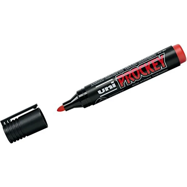 Mitsubishi uni-ball 159121 - Marker Uni Prockey, Rundspitze 1,5 - 3 mm, wisch- und wasserfest, rot