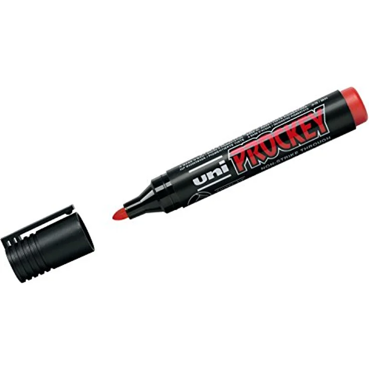 Mitsubishi uni-ball 159121 - Marker Uni Prockey, Rundspitze 1,5 - 3 mm, wisch- und wasserfest, rot