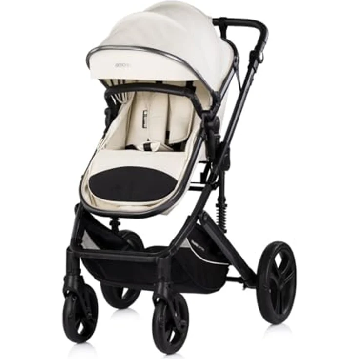Chipolino Kinderwagen 2 in 1 Amore, geeignet ab Geburt, mit Getränkehalter, Wickeltasche und Fußabdeckung, beige-schwarz – Bild 3