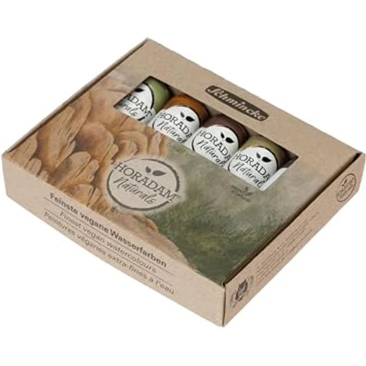 Schmincke Horadam Naturals, Themenset Mineralische Wasserfarben, 5 x 15 ml Tuben, vegane Farben mit natürlichen Erdpigmenten, Verbindung Aquarell und Gouache, incl. Celadonit, Gelbocker, Lalvarit Violett, Kaukasische Erde, Grüner Schiefer – Bild 2