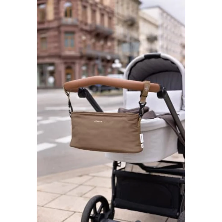 LÄSSIG Kinderwagen Buggy Organizer mit Befestigung, Hazelnut, großer Stauraum und sicheres Verstauen durch Reißverschluss – Bild 4