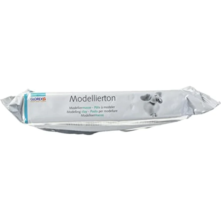 Glorex 6 1780 712 - Modellierton, 1 kg in weiß, gebrauchsfertige lufthärtende Modelliermasse, natürlich, weich und geschmeidig, nach der Trocknung bemalbar – Bild 4