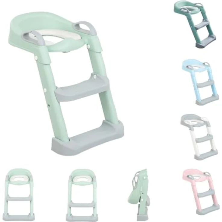 Kikkaboo Toilettenaufsatz Lea, Leiter, Toilettensitz, Griffe, Stufen verstellbar, Farbe:hellgrün – Bild 1