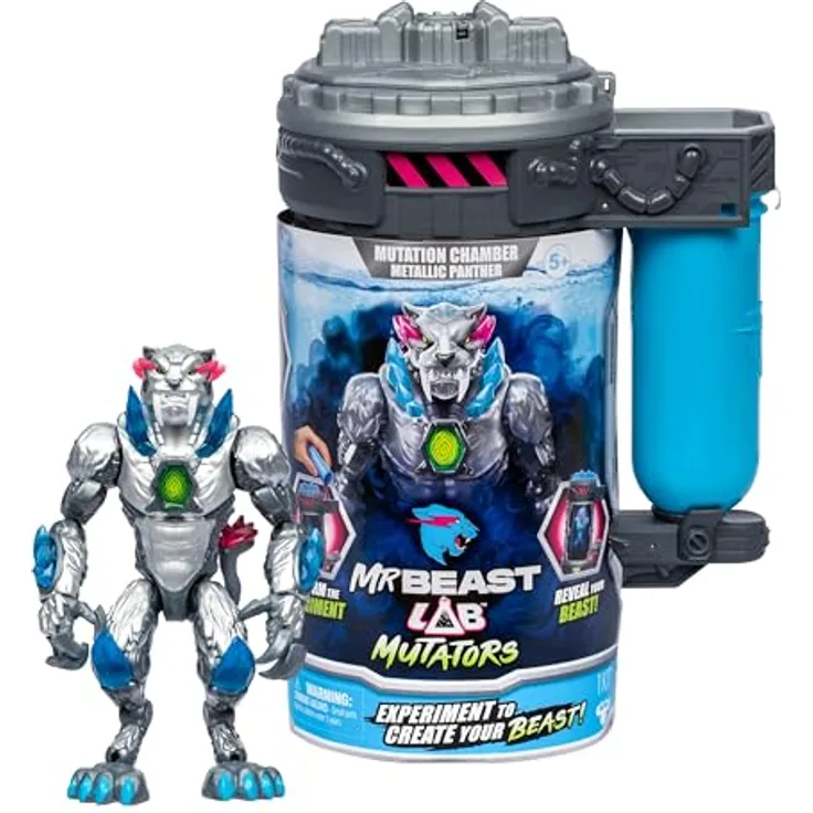 MRBEAST LAB MrBeast Lab Mutators Metallic Panther, 13 cm Actionfigur mit 20 beweglichen Gelenken, Sammelfigur
