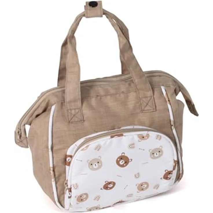 Bayer Chic 2000 - Puppen-Wickeltasche, Moderne Wickeltasche für Baby-Puppen mit 2 großen Fächern, Bärchen, beige