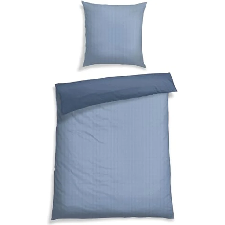 Schiesser Bettwäscheset Silva | Renforcé | 100% Baumwolle aus nachhaltiger Produktion | 155x220cm + 80x80cm | Blau – Bild 4