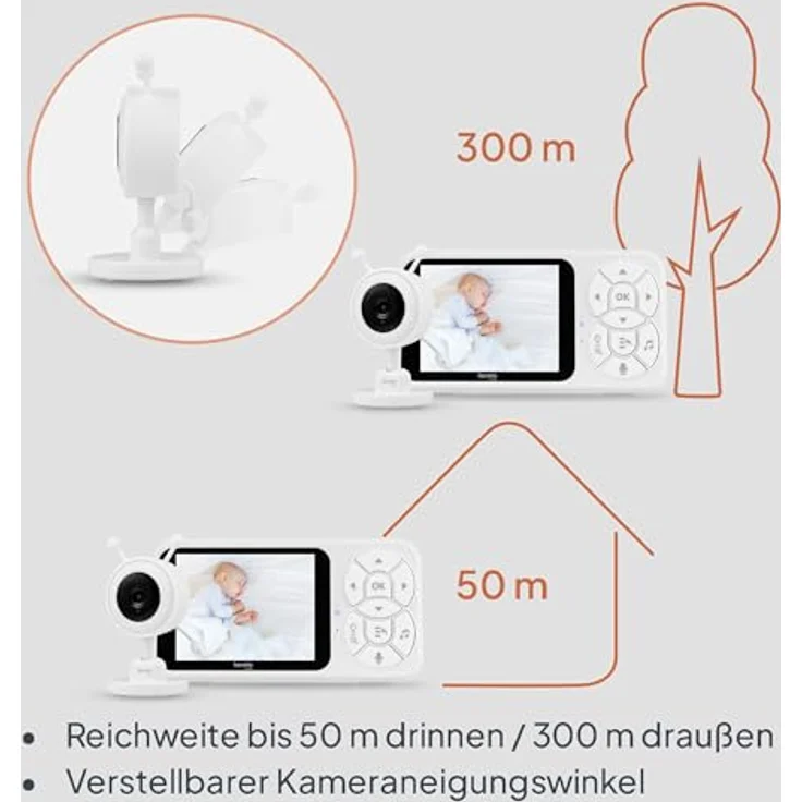 Lionelo Babyline 3.4 – Babyphone mit Kamera, 3,5" Display, Nachtsicht, 4× Zoom, Gegensprechen, Temperatursensor, 3000mAh Akku, 200 m Reichweite, ohne WLAN – Bild 3