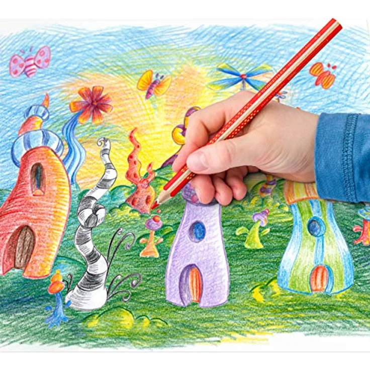 STAEDTLER Buntstift Noris jumbo, erhöhte Bruchfestigkeit, Dreikantform, ABS-System, attraktive Sternchenprägung, Bonuspack mit 12 brillanten Farben und einem Spitzer, 128 NC12P1 – Bild 4