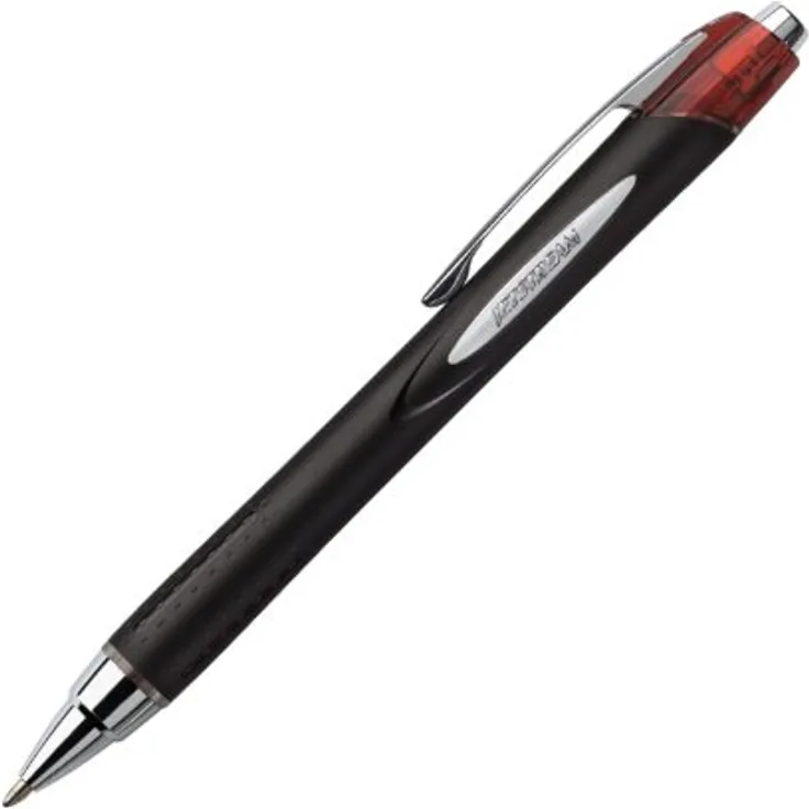 Uni-ball JETSTREAM RT Tintenroller, ergonomischer Schreibstift mit 1 mm Mine, schnell trocknende wasserfeste Tinte, rot, 12 Stück