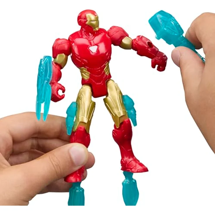 AVENGERS Marvel Avengers ActionVerse Iron Man Action-Figur (11,4 cm), 9 Bewegungspunkte, mit 5 abnehmbaren blauen Accessoires für Kinder ab 4 Jahren – Bild 3