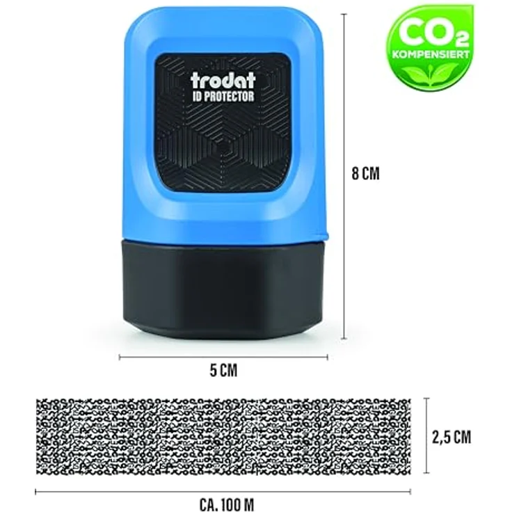 trodat Datenschutz-Rollstempel ID Protector, selbstfärbend schwarz, dokumentenechte Tinte, 2,5 cm Abdruckhöhe, langlebig – Bild 6