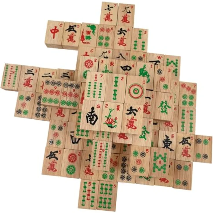 Philos Mah Jongg mit arabischen Zahlen, Brettspiel für 4 Personen in Deutsch, Spanisch, Französisch, Italienisch und Englisch – Bild 2