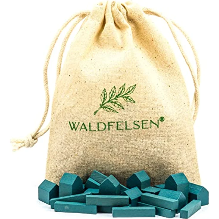 Waldfelsen® Hozfiguren, 4 Städte, 5 Siedlungen und 15 Straßen für Die Siedler, türkis, aus echtem Massivholz – Bild 3