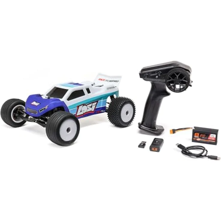 LOSI 1/18 Mini-T 2.0 V2 2WD Stadium Truck Brushless RTR, Blue - Race-inspired, Brushless Antriebssystem, Smart G2 LiPo Akku – Bild 3