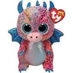 TY Flint Dragon Beanie Boo Regular - Sparkly Eyes, Plush Silk Fabric - Collectible Cuddly Stuffed Teddy, Purple